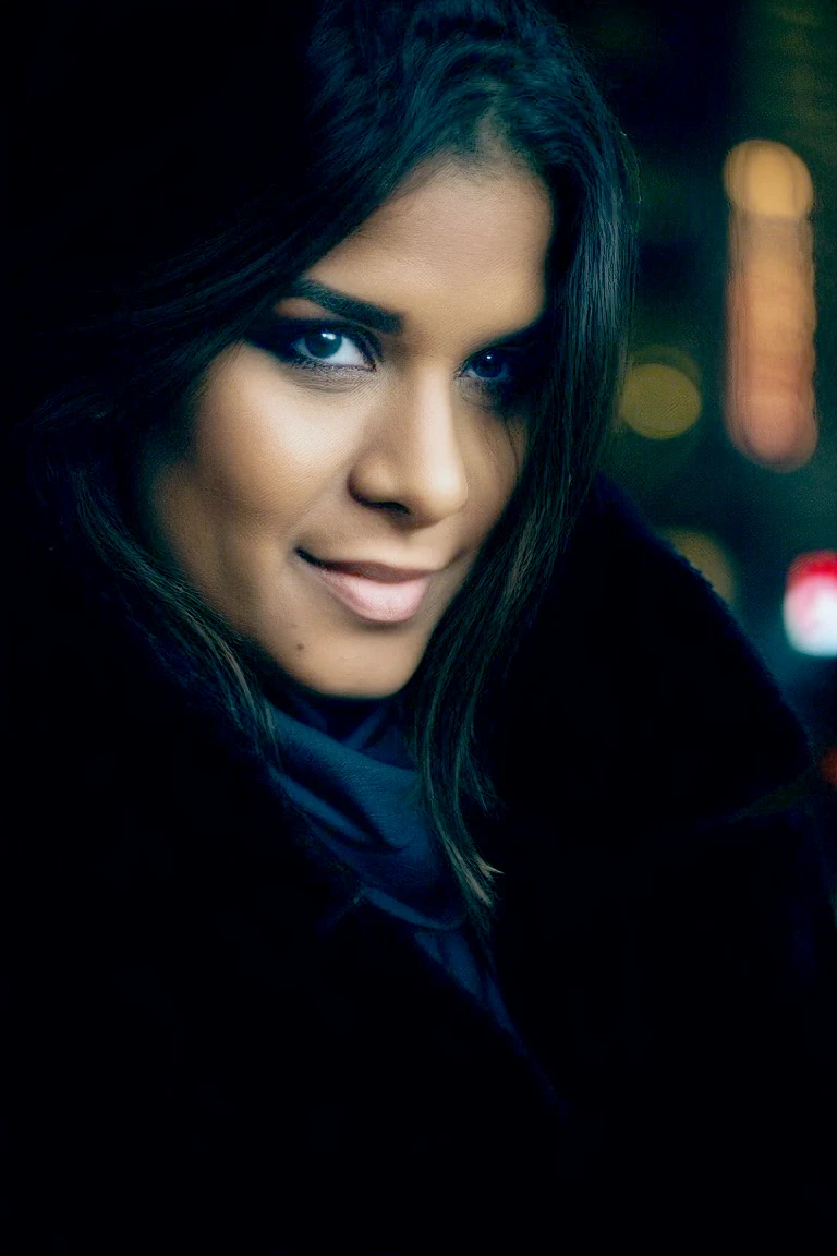 photo of kroll, makeup, jewelry, scarf, portrait, antique, formal 16mm,times square, remarkable color, remarkable detailed pupils