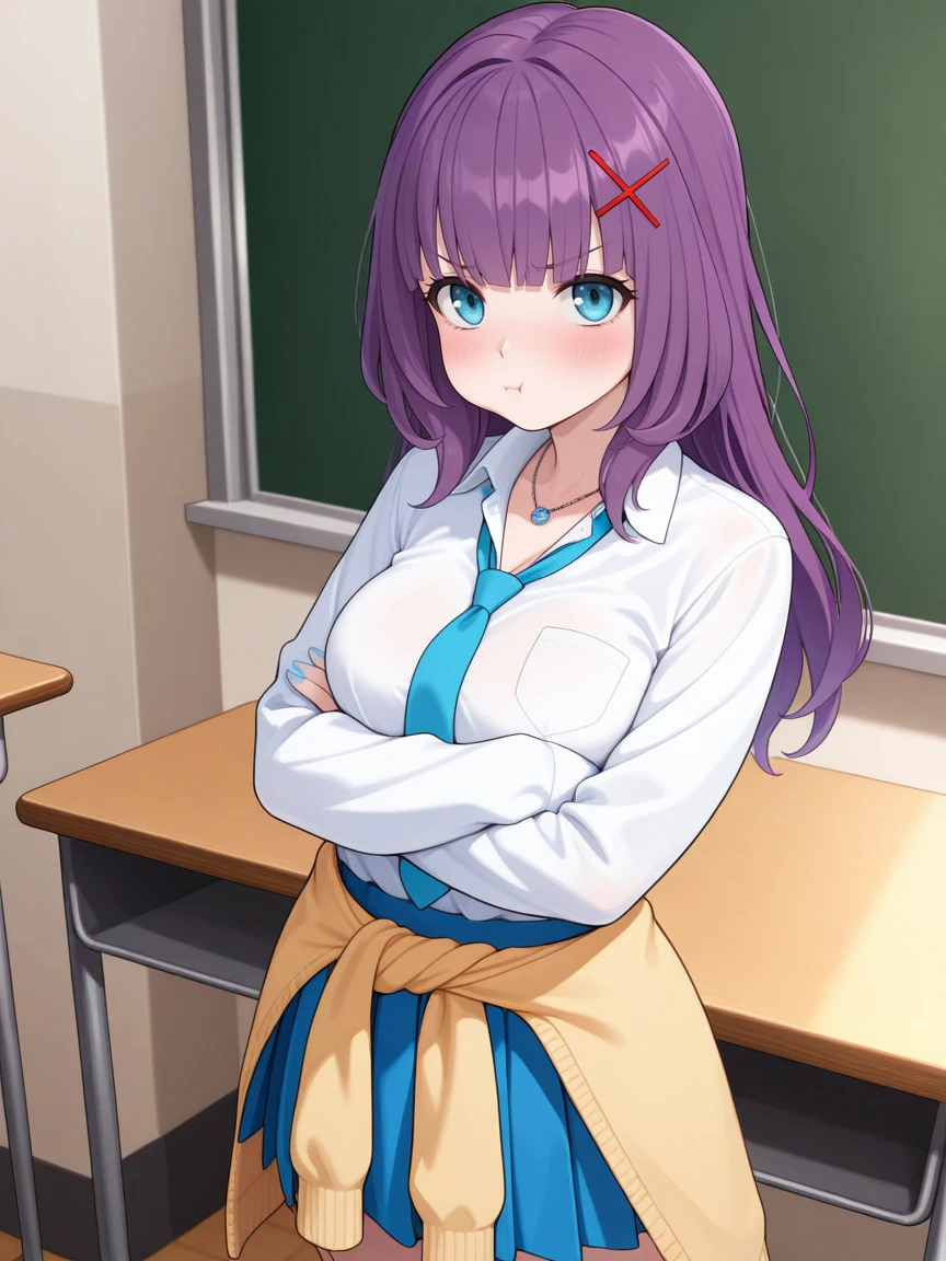 (masterpiece, High resolution, highest quality:1.3), 8k, very detailed, Complex, colorful, vibrant image, sharp focus, digital blending, 4k, Popular Ingrid on Pixiv, ((nurse uniform)), alone, mature woman, 40 years old, mature woman, winding, (shallow black skin woman:1.15), black skin, pose on top, classroom, Book, Book on table, sit on a chair, leaning on the table, (Compassionate eyes:1.2), view viewer, cowboy shot, pink hair, very long hair, amount, hair intake, purple lipstick, compensate, mole under mouth, yellow eyes, perfect eyes, perfect face, super detailed hair, super detailed face, earrings, very detailed唇, big breasts, Ultra fine lipstick,