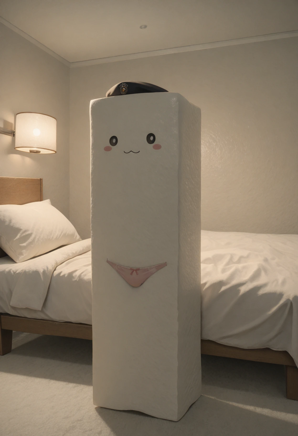 kftenhance, absurdres, highly-detailed, best quality, masterpiece, very aesthetic, 1boy, t0fu, pokemon (creature), bedroom, bed, panties