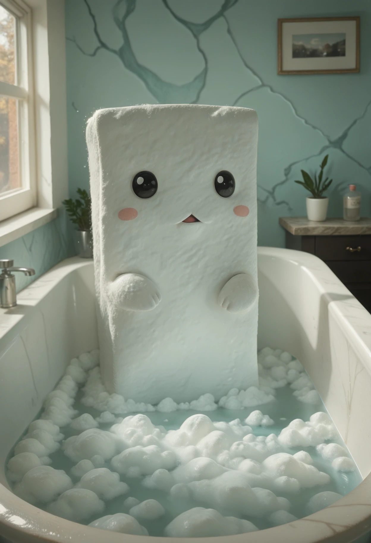 absurdres, highly-detailed, best quality, realistic, realism, masterpiece, very aesthetic, 1boy, solo, t0fu, pokemon (creature), bathtub, bubble bath