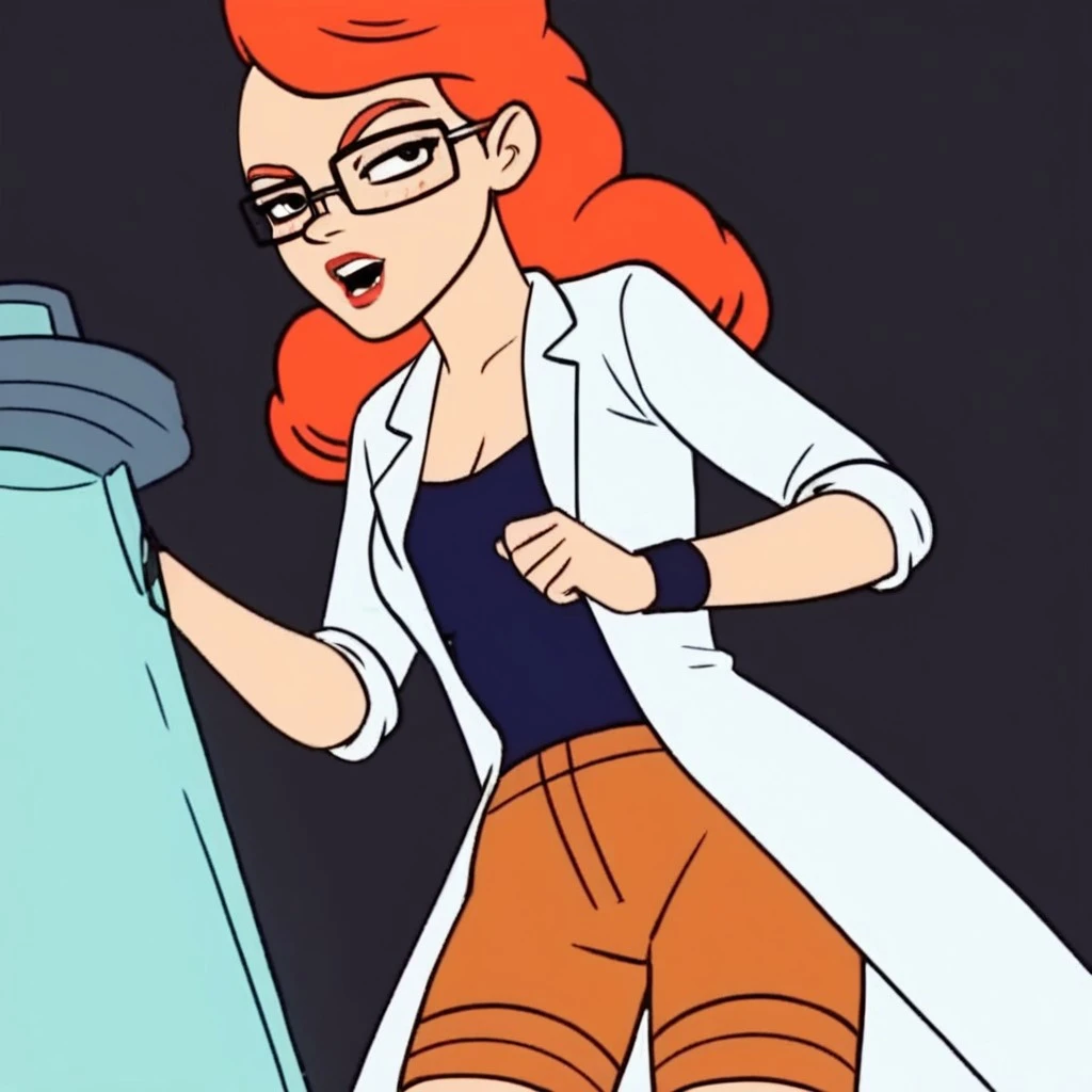 artwork, Attention to details, beautiful girl, normal skin, big breasts, long spiky orange hair and blue eyes, with police uniform, White shirt, empty look, bare legs, white panties, breasts hitting glass, standing, whole body, barefoot, breasts rubbing the glass, trapped inside a transparent glass jar, waxed inside, inside the jar, whole body en el frasco, sentada inside the jar, barefoot, trapped in the jar