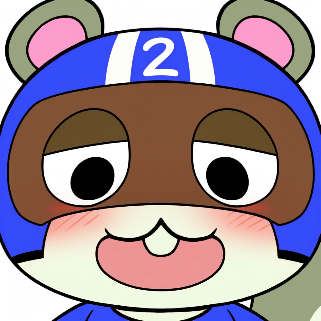 agent s \(animal crossing\), solo, 1girl, furry squirrel, squirrel tail, open mouth, upper body, blushing, helmet, best quality, masterpiece, blue shirt, looking down, nervous