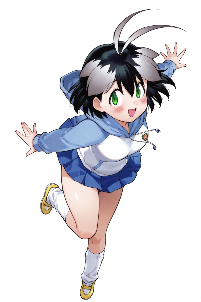 (detailed white cotton panties:1.0), (detailed polka dot printed panties:1.0), (tareme:1.0), (white background:1.0), (best quality:1.0), (masterpiece:1.0), (super fine illustration:1.0), (beautiful artwork:1.0), (anime screencap:1.0), (official art:1.0), (full body:1.0), (solo:1.0), (ESGA:1.0), (a 12yo cute girl:1.0), (yellow hat:1.0), (red backpack:1.0), (long skirt:1.0), (green tartan skirt:1.0), (pleated skirt:1.0), (aqua blue polo shirt:1.0), (long sleeve polo shirt:1.0), (sneakers:1.0), (white socks:1.0), (ideal ratio body proportions:1.0), (lanky:1.0), (tall:1.0), (slender:1.0), (small breasts:1.0), (smaller face:1.0), (tareme:1.0), (detailed beautiful eyes:1.0), (detailed beautiful face:1.0), (glowing black eyes:1.0), (short hair:1.0), (swept bangs:1.0), (twin braids:1.0), (black hair:1.0), (looking at viewer:1.0)