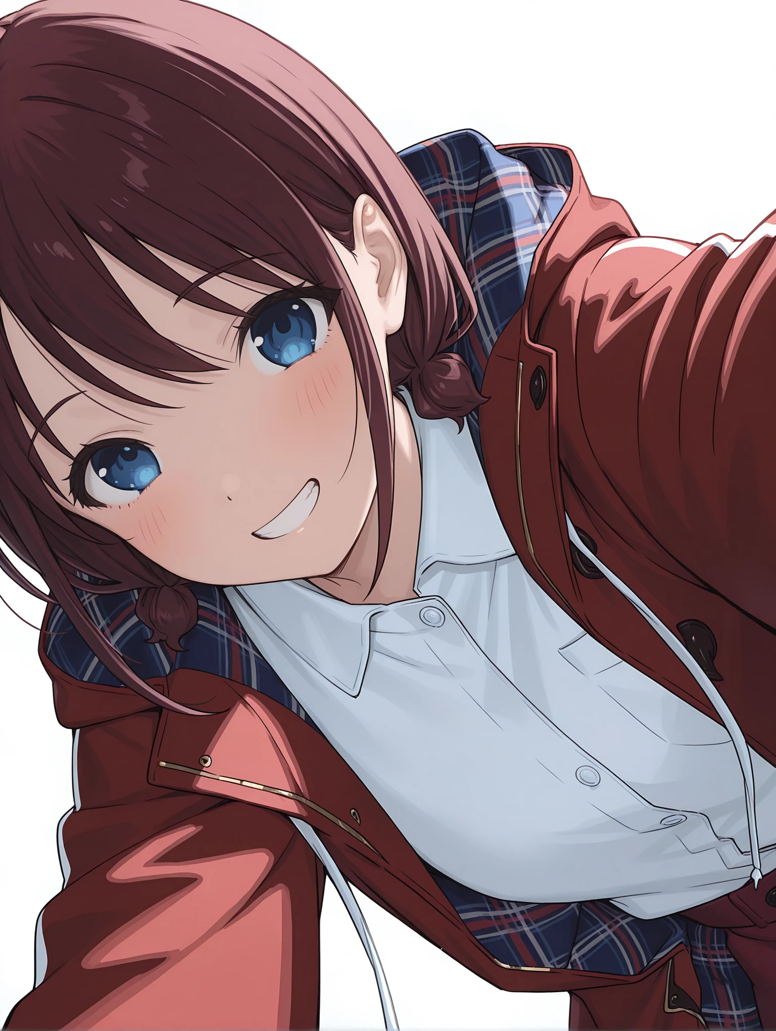 masterpiece,best quality,newest,1girl,solo,
<lora:NINA_ISERI_ilxl_v1:1>,nina_iseri,
<lora:Fixhands_anime_bdsqlsz_V1:1>,white_background,
looking_at_viewer,
simple_background,plaid,long sleeves,red coat,
upper_body,looking at viewer,grin,blush,reaching towards viewer,