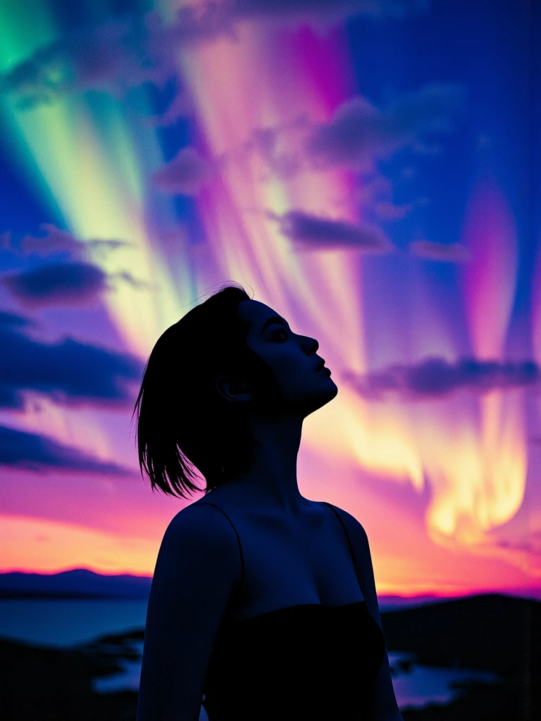 (text "Buzz Me Please" in sky:1.6),There are wonderful studio lights and various reflections,
18yo girl her face is very delicate,the sidelight outlines her sexy body curves,skin naturally showing the texture of blood vessels and detailed pale skin,
<lora:flux_realism_lora:0.8>,
<lora:Nana_Ouyang_f1_epoch_17>,chinese actress,Dazzling Northern Lights: Witness the magical dance of the Aurora Borealis in the night skies of Iceland, painting the darkness with vibrant colors,,