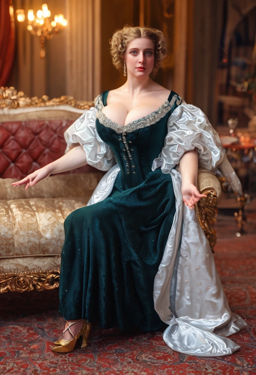 1680-89, sharp photo, depth of field, bokeh, full length, 8K, movie still, cinematic, photorealistic, dramatic, dynamic action, 1girl,  massive breasts, slender, perfect face, attractive, sitting on an enormous couch, inside, flowing fabrics   <lora:1680-89_PNY:1>  PonyScores7