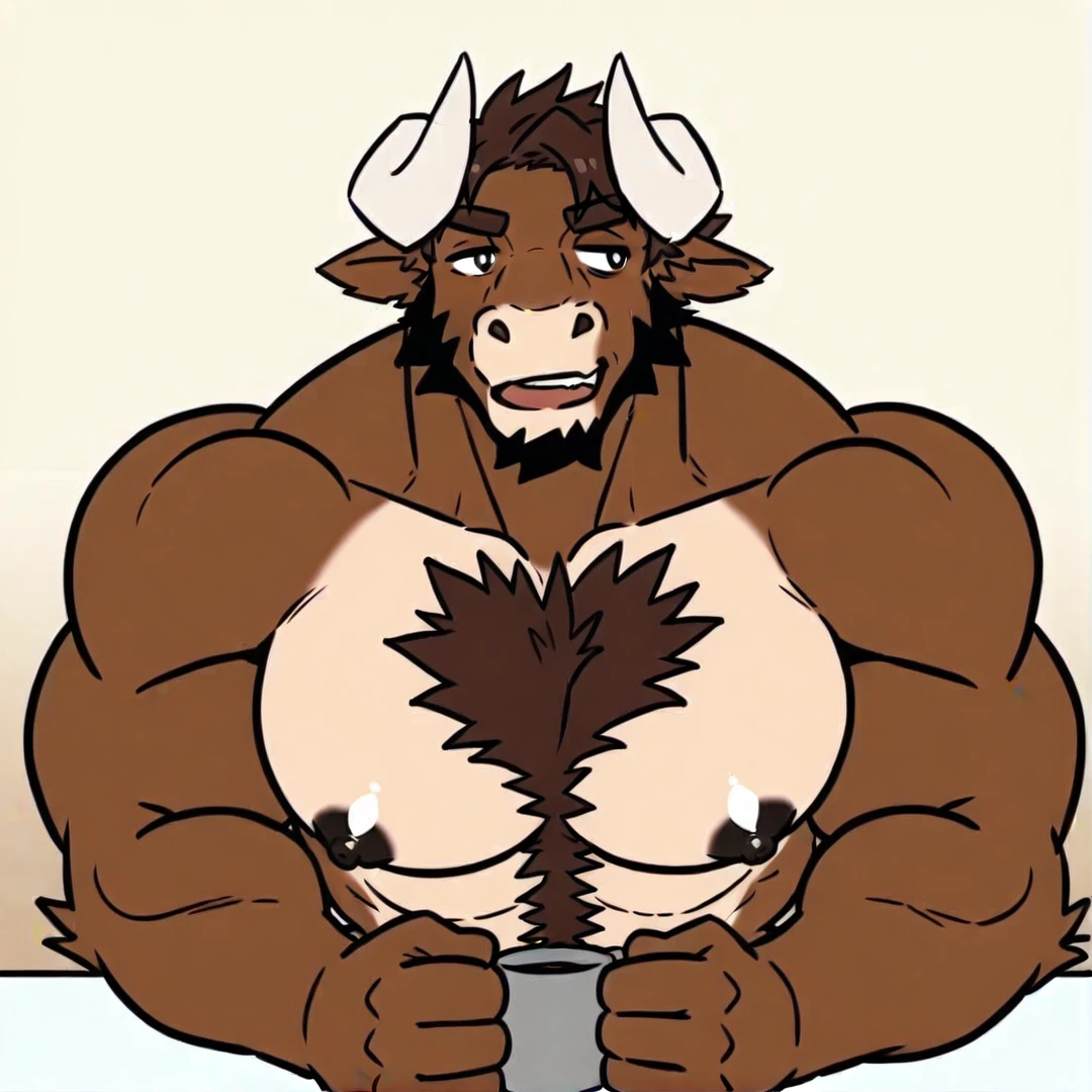 Solo, anthro, male (((cow, green eyes, green Iris, black pupils, muscular, huge pecs, pink nipples, muscle gut, black hair, white body, white fur, black spots, facial spots, pink nose, facial hair, subtle beard, nose piercing, hairy body, horns, tail, black thong, big bulge))) standing, smirking, pec squeeze, forest, night time, full moon, perfect anatomy, full body, by darkgem, by mystikfox61, by glitter trap boy