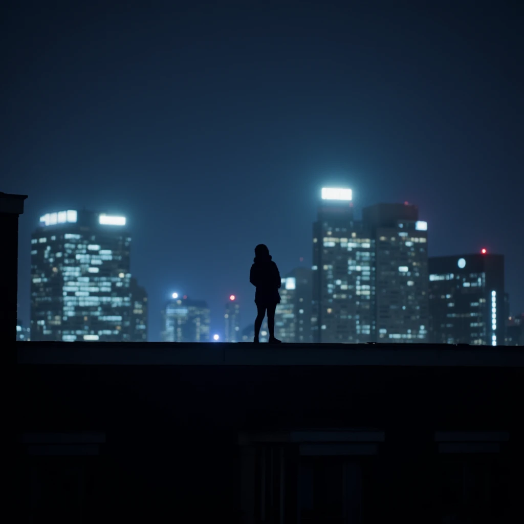 UHD, 4k, ultra detailed, cinematic, a photograph of <lora:silhouette style v1:0.8>
A silhouette photo of a person standing on a roof in the city at night, epic, beautiful lighting, inpsiring