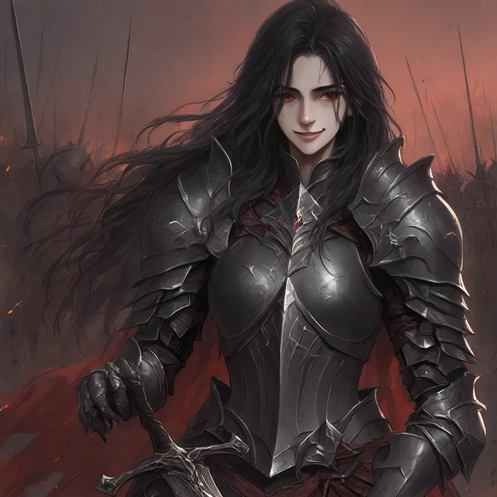 {{portrait, dutch angle}} {{Artist: kagami hirotaka}} 1girl, solo, toned female, mature female, medium breasts, black hair, braided hair, long hair, golden eyes, lips, black armour with, black cape, angry, outdoors, swamp, ruins, looking at viewer, standing, holding sword, fog, medieval fantasy, scar, cigarette, smoking, day, blood on face