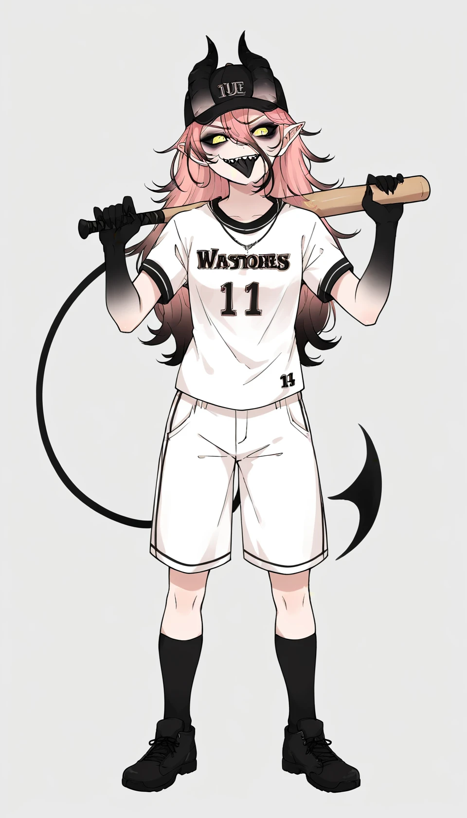 highres, hi res, best quality, masterpiece, intricate details, absurdres, 4k, anime coloring, anime screencap,, CharacterDesignIllustrious, reference sheet, simple white background, color guide, (multiple views), (full body),
1girl, brown long hair, bangs, piercing, messy hair, saliva drip, grabbing, blus, baseball bat, cap, baseball uniform,
<lora:CharacterDesignIllustrious_Concept-10V2:0.85>,