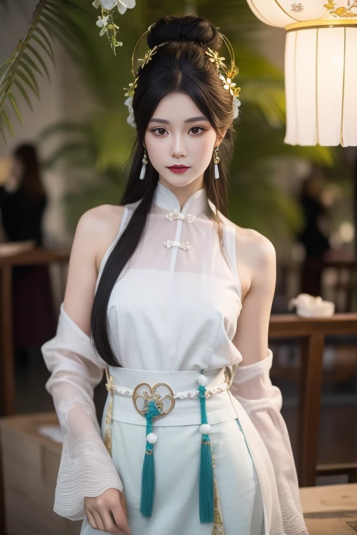 liuyifei <lora:liuyifei_dragon_mj7_3:0.6>,masterpiece, professional photography, photorealistic, detailed clothing, hyperrealistic, artstation,, highly detailed, sharp focus,stunningly beautiful, dystopian,,slim body, sexy, best proportions, small breast, narrow waist,real life, A black lace crop top with a high-waisted white midi skirt and metallic silver pumps