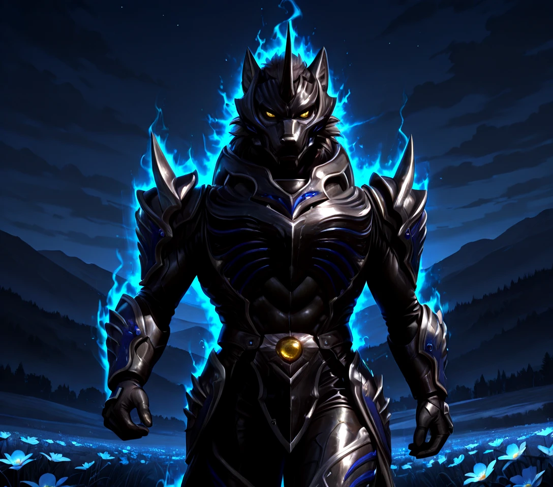 8K, In'ei, chiaroscuro, side lighting, cinematic lighting, photographic realism, 8K CGI render, absurd details, vivid vibrant colors, masterclass color theory, deep metallic colors,
<lora:Zen_Aku_(Power_Rangers_Wild_Force)_(Illustrious)_(AD):1> Zen Aku, Power Rangers Wildforce, wolf, armor, muscular,
exterior, masterclass background, soft detailed anime background, science fiction, scenery, sky with highly detailed anime style soft clouds, meadow, night time, soothing glowing flowers,
bent leg, walking, yellow sclera, black pupils, detailed eyes, glowing yellow eyes, solo, cowboy shot, ((polished glossy moonstone armor, ):1.5), glowing blue aura,
EZRealPONYXL, zPDXL, zPDXLxxx,