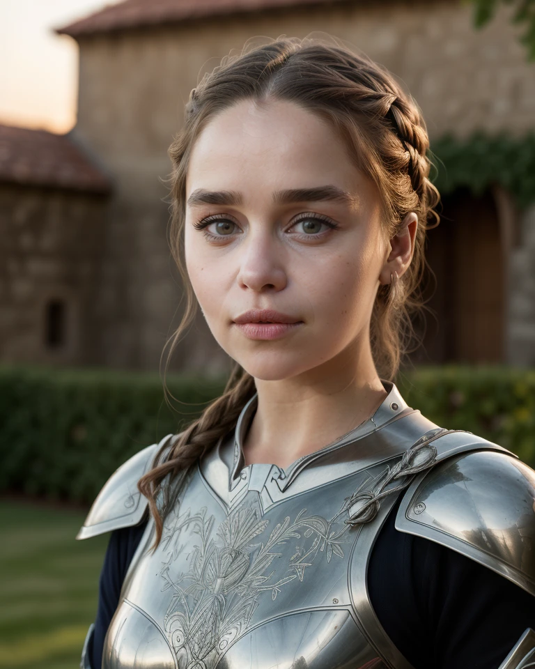 cinematic RAW candid portrait photo, a looking at the camera ((Full Shot)) full body photo of curvy 35 y.o messy girlboss beautiful  (high detailed skin:1.2)  ((woman)) strong girlboss in a ( sexy armor weapons costume ) in ((game of thrones medieval westeros walking outside  battlefield)) 8k uhd, dslr, soft lighting, high quality, film grain, Fujifilm XT3 perfect open eyes