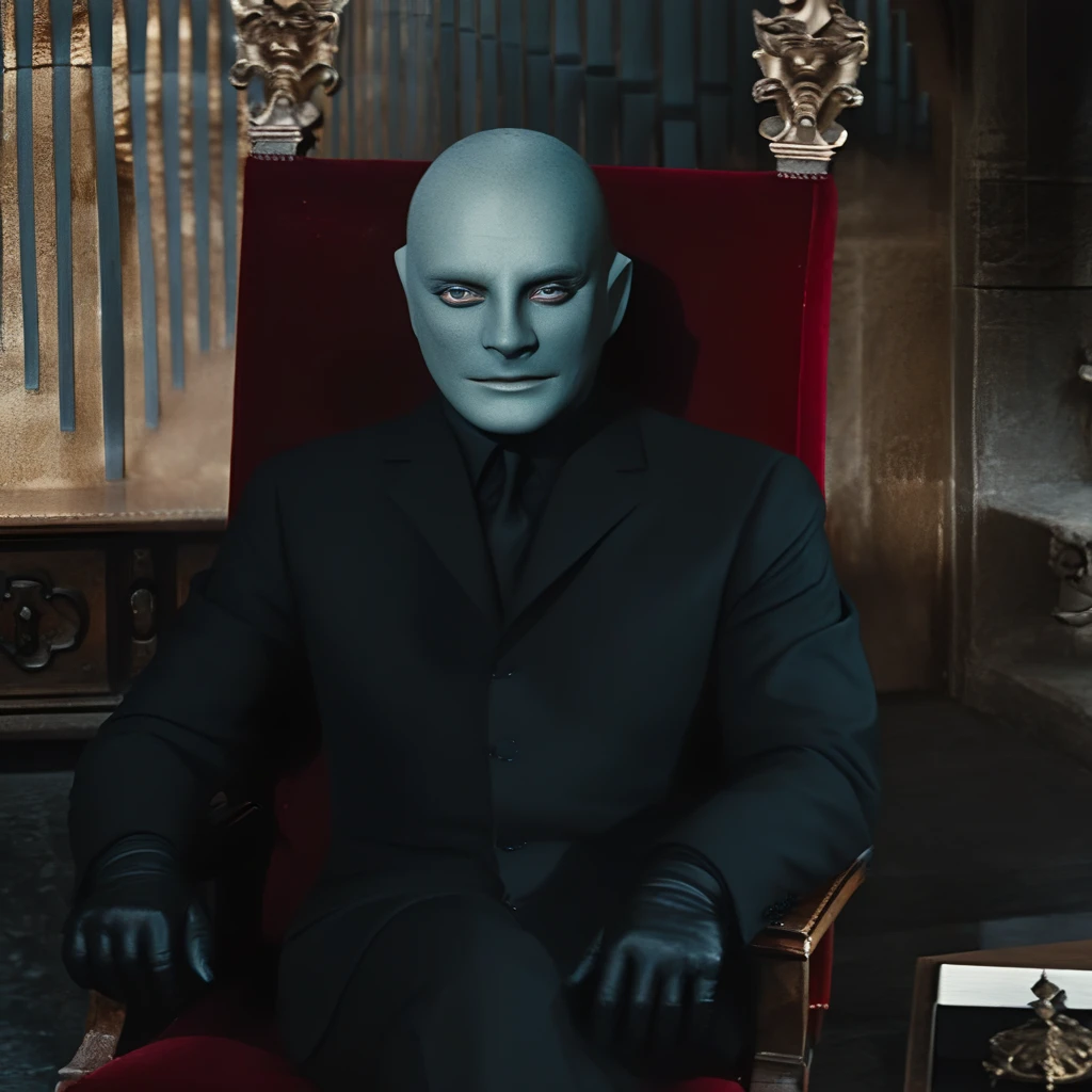 <lora:Fantomas_SDXL:0.8> fantomas, best quality, best resolution, extremely detailed, detailed face, detailed eyes, masterpiece, crisp focus, 4k
a man sitting confidently on a luxurious armchair, surrounded by a dimly lit opulent room with velvet curtains and gothic architecture, wearing a perfectly tailored black suit, blue skin glowing faintly under soft ambient lighting, piercing gaze, enigmatic and sinister aura