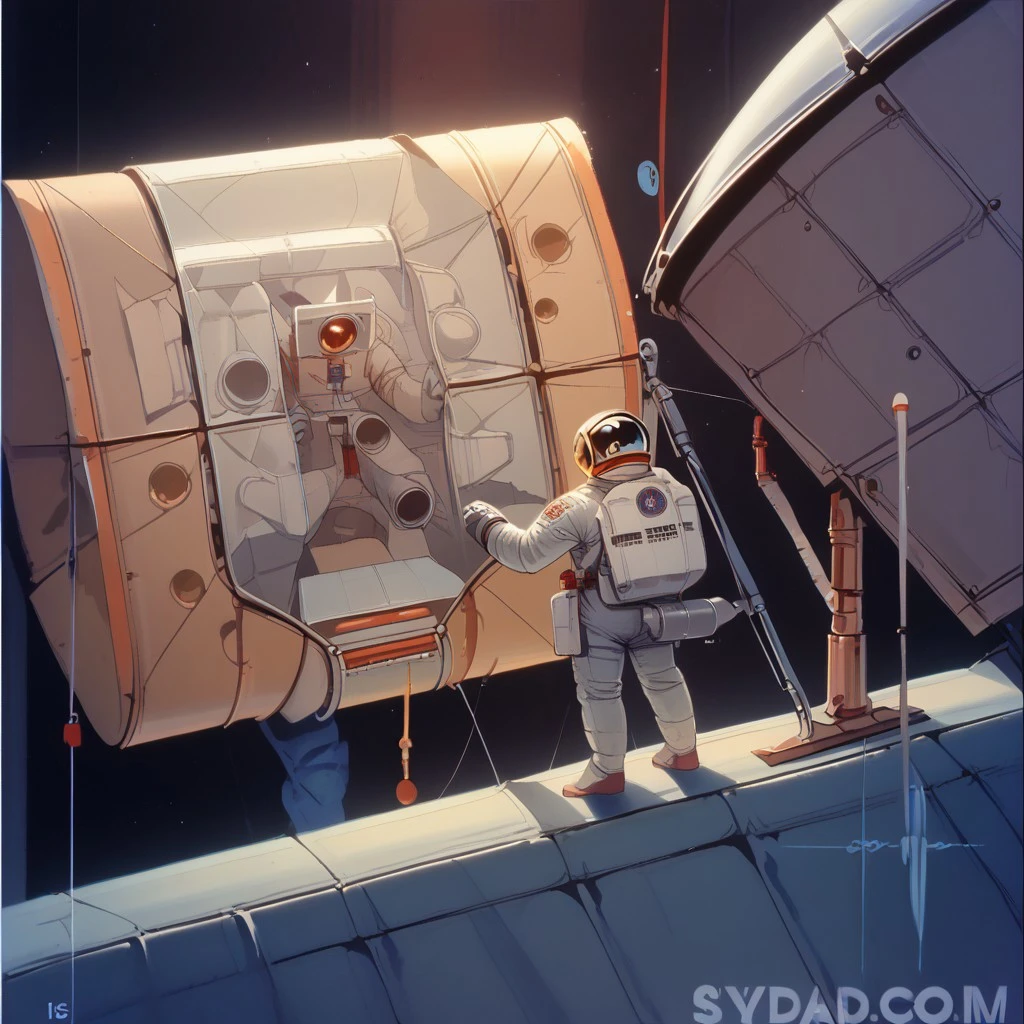 score_9, score_8_up, score_7_up, score_6_up, score_5_up, score_4_up, Gold_Visor, life_support_unit, Skylab_Suit, DVD still from 1981 dark fantasy sci-fi film "Skylab", Astronaut enters the Skylab space station, Apollo, 1981, helmet, space, spacesuit, astronaut, faceless