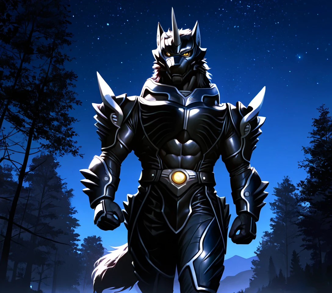 8K, In'ei, photographic realism, 8K CGI render, vivid vibrant colors, masterclass color theory,
<lora:Zen_Aku_(Power_Rangers_Wild_Force)_(Illustrious)_(AD):1> Zen Aku, Power Rangers Wildforce, wolf, armor, muscular,
exterior, detailed anime background, night sky with highly detailed anime style starscape, science fiction, scenery, nature,
cowboy shot, wide view, bent leg, walking, yellow sclera, black pupils, detailed eyes, glowing yellow eyes, glossy armor,
impressive physique, peak physical condition, large shoulders, large biceps, thick thighs, thick legs, thick arms, heavily muscular, thick muscular neck, perfect proportions, protruding thick chest, abs, large thick wide rounded pecs,
EZRealPONYXL, zPDXL, zPDXLxxx,