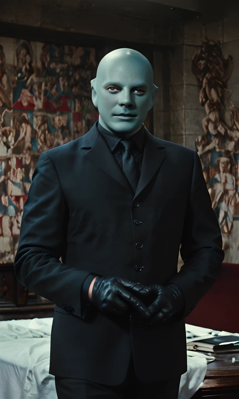 <lora:Fantomas:0.8> fantomas, a bald cool muscular lean young attractive handsome man with blue eyes wearing white clothes, black leather gloves and a (((blue full-head mask))), interior, best quality, best resolution, extremely detailed, detailed face, detailed eyes, masterpiece, crisp focus, 4k, zPDXLrl, zPDXL3, smooth skin, beardless, hairless, even pupils