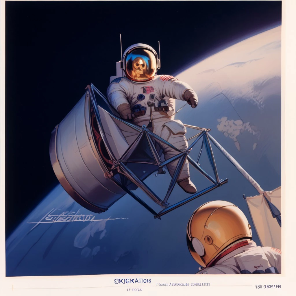 score_9, score_8_up, score_7_up, score_6_up, score_5_up, score_4_up, Gold_Visor, life_support_unit, Skylab_Suit, DVD still from 1981 dark fantasy sci-fi film "Skylab", Astronaut enters the Skylab space station, Apollo, 1981, helmet, space, spacesuit, astronaut, faceless, american_spacecraft