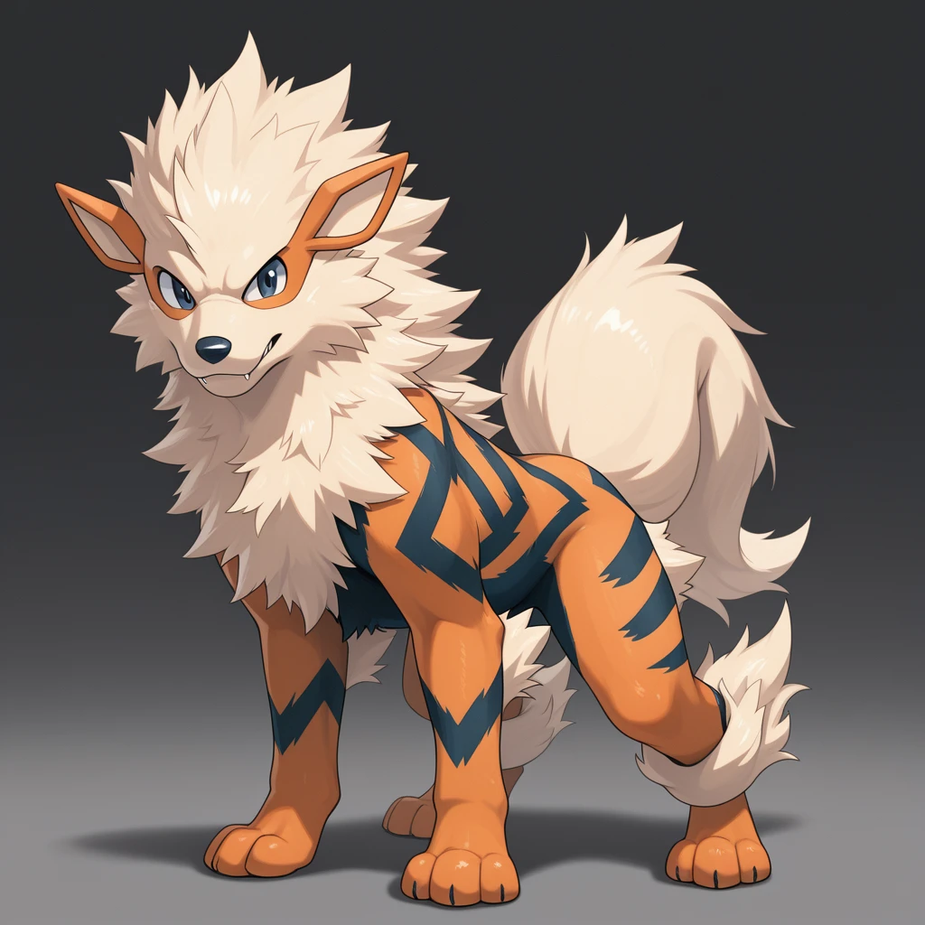 masterpiece, best quality, amazing quality, solo, 1boy, Arcanine, feral, full body