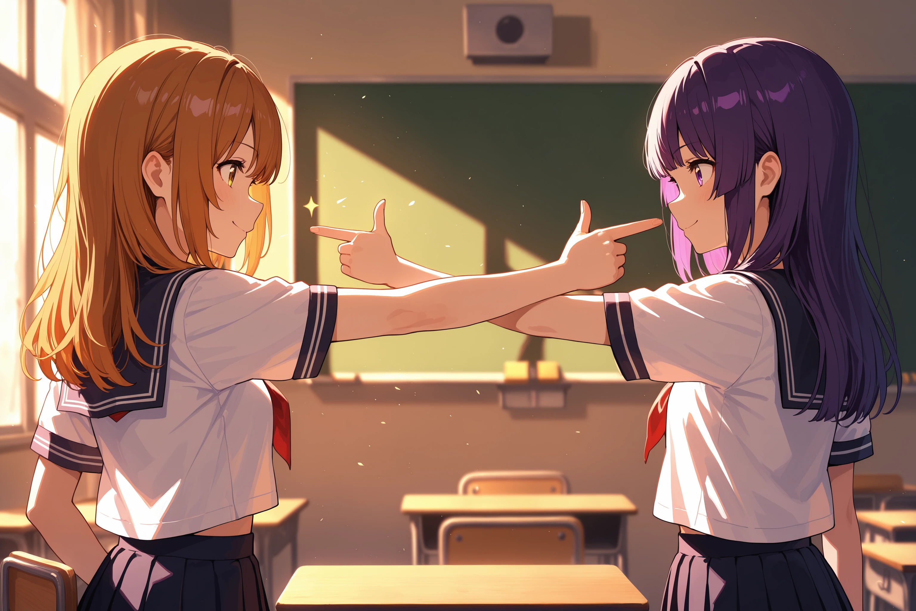 masterpiece, best quality, absurdres, safe
2girls, mexican standoff, finger gun, smile, classroom
<lora:mexican_standoff_il_2_d16:1>