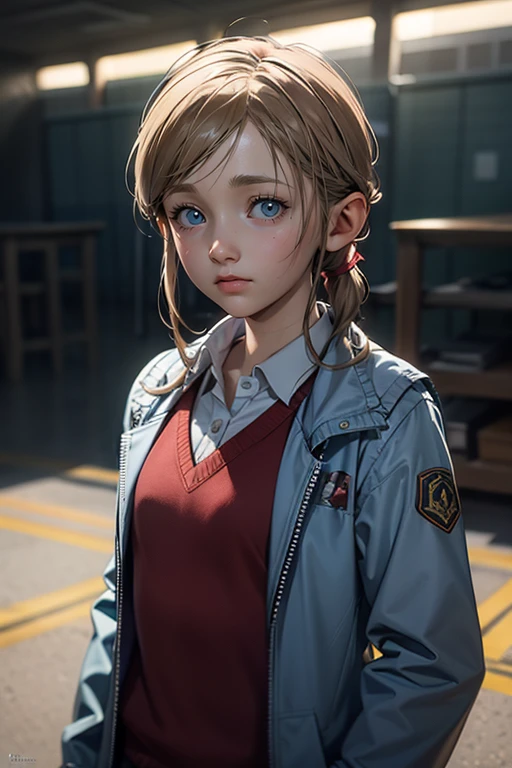A stunning intricate full color Ultra-HD portrait, age wearing a red long sleeve jacket, light blue vest, epic character composition, Alessio Albi, Nina Masic, sharp focus, natural lighting, subsurface scattering, f2, 35mm.