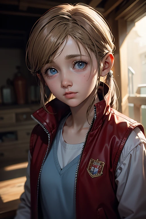 A stunning intricate full color Ultra-HD portrait, age wearing a red long sleeve jacket, light blue vest, epic character composition, Alessio Albi, Nina Masic, sharp focus, natural lighting, subsurface scattering, f2, 35mm.