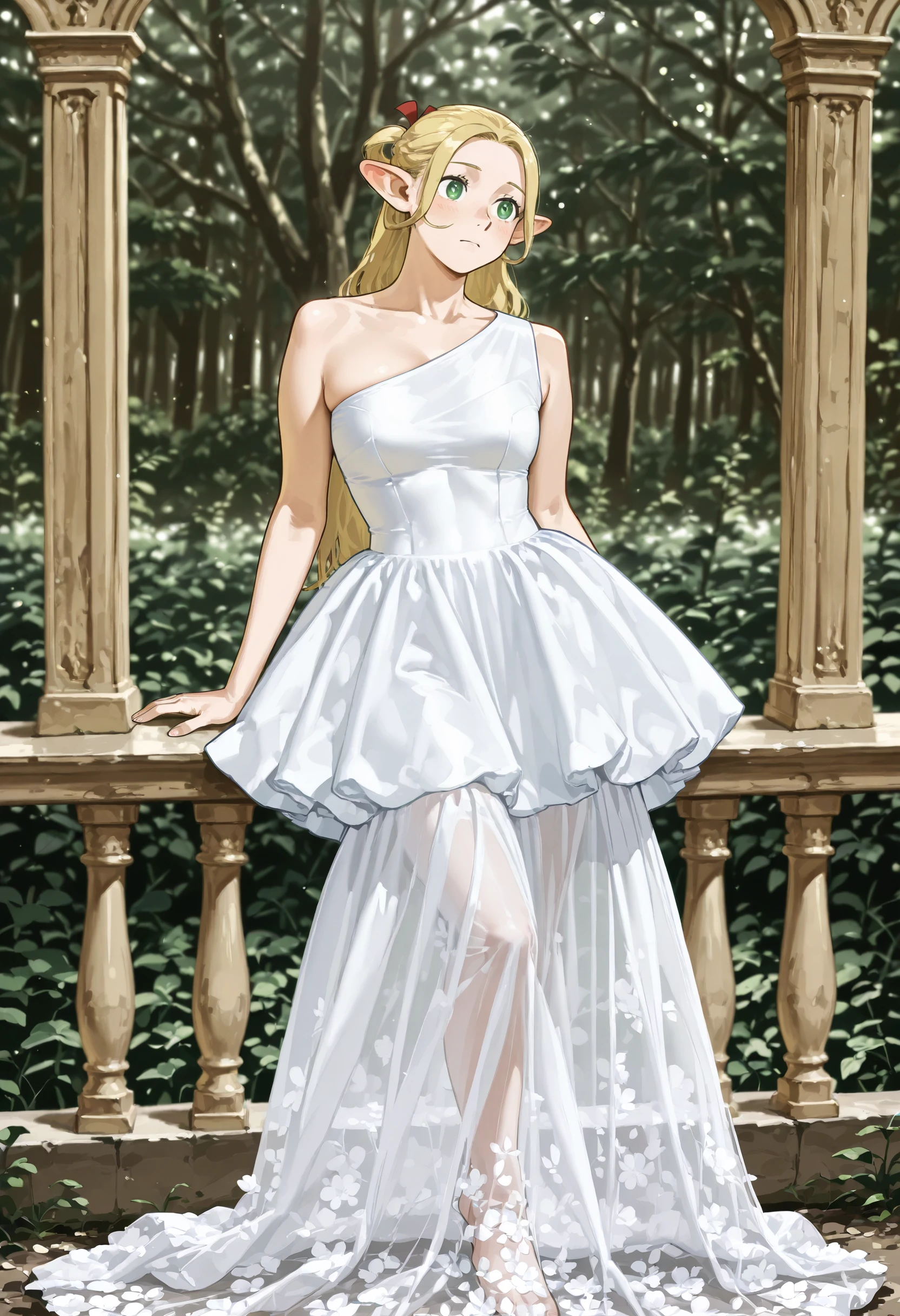 One Shoulder Contrast Dress illust