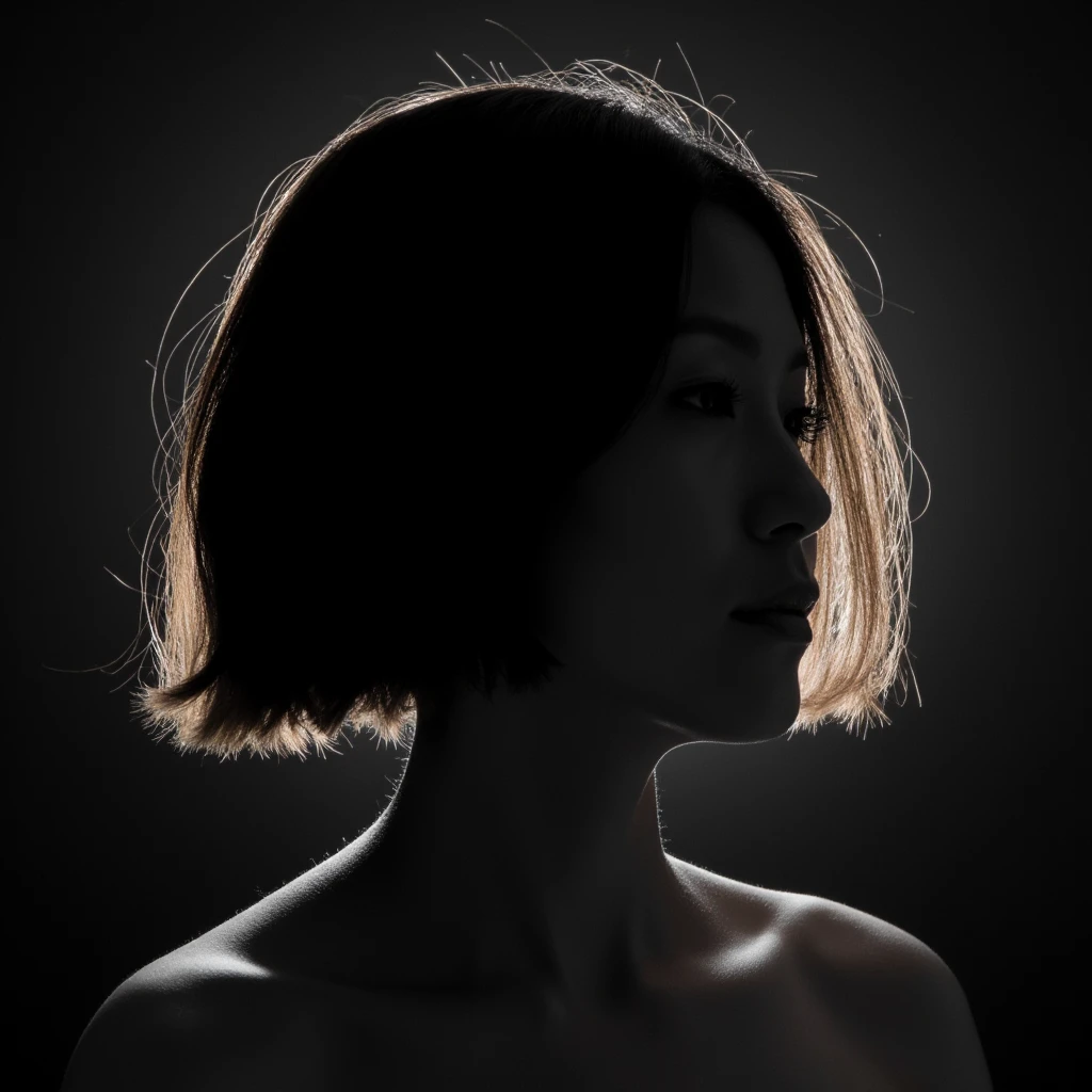 cinematic film still of <lora:hair light backlight style v1:0.9>
hair light style, side view, cinematic back light style, light from behind of an Asian short hair nude topless woman with a very short hair and a very big breast, detailed background, perfect image, perfect body, perfect anatomy, sharp image, detailed image, contrast, Kodak film, high quality photography, cinematic photography style, back light, light from behind style, rim light style, solo, breasts, short hair, simple background, collarbone, upper body, monochrome, greyscale, nude, parted lips, from side, lips, profile, black background, nose, photorealistic, cleavage, portrait
, shallow depth of field, vignette, highly detailed, high budget, bokeh, cinemascope, moody, epic, gorgeous, film grain, grainy