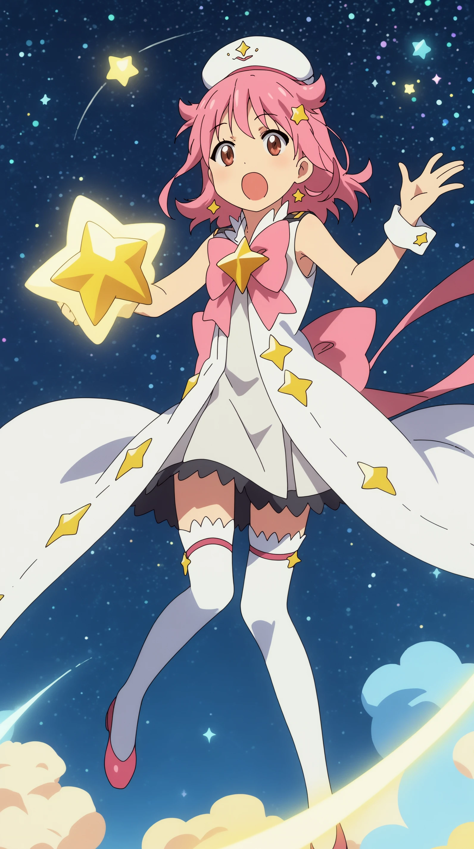 score_9, score_8_up, score_7_up,anime_source, source_anime, best Subaru Pleiades, Magical Costume, solo, open mouth, :o, star \(sky\), <lora:JN_Subaru_Pleiades_Pony:0.8>