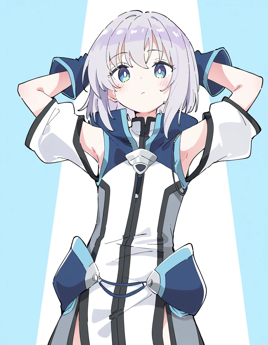 mononobe no futo, One Girl, Long sleeve, Sleeves edged with ribbon, Gray Hair, blue eyes, Proud face,
Underbust, Medium Chest, Spread your legs,Underarm,Plump,Loincloth,Sweat
