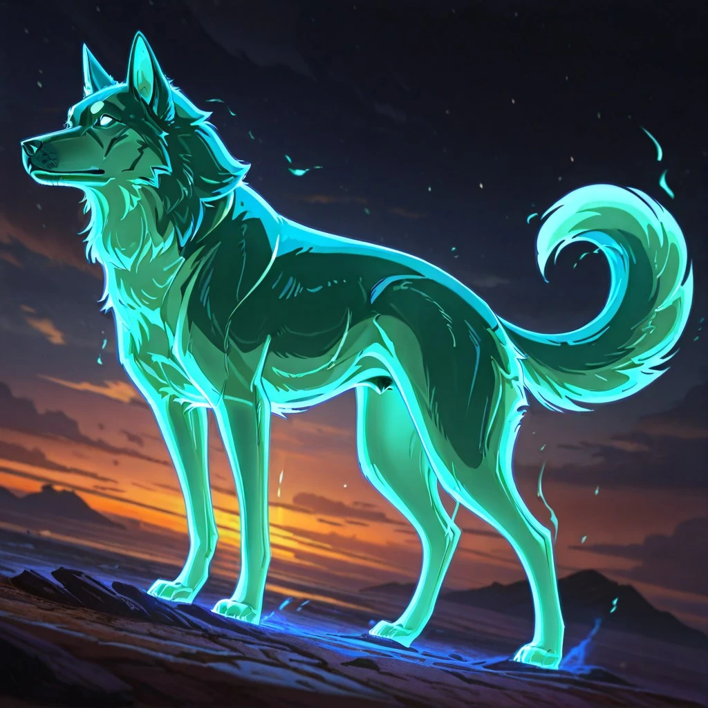 masterpiece, best quality, newest, absurdres, highres, anime, anime style, no humans, animal focus, dog, ghost, Ghost-SFW/NSFW-IL.V1.0