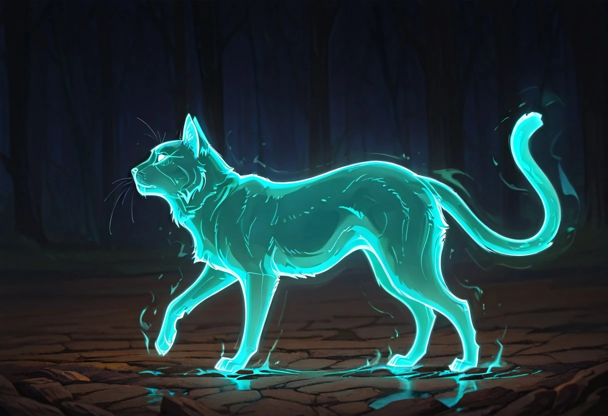 masterpiece, best quality, newest, absurdres, highres, anime, anime style, no humans, animal focus, cat, ghost, Ghost-SFW/NSFW-IL.V1.0