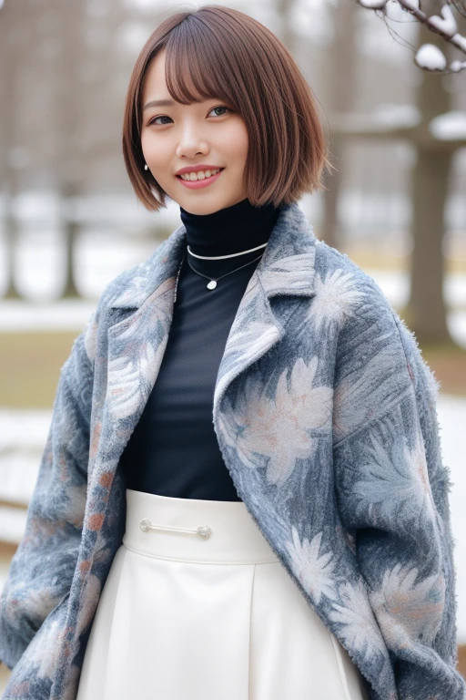 1girl,,(RAW photo, best quality), (realistic, photo-realistic:1.4), masterpiece, an extremely delicate and beautiful, extremely detailed, 2k wallpaper, Amazing, finely detail, extremely detailed CG unity 8k wallpaper, ultra-detailed, highres, soft light, beautiful detailed girl, extremely detailed eyes and face, beautiful detailed nose, beautiful detailed eyes,cinematic lighting,perfect anatomy,slender body
(at a park), (winter scenery),(snow park in the background), Sapporo Odori Park Winter Festival, festival lights (bokeh)
(wearing winter jacket) (long skirt)
(smile)
<lora:chest size:-1>
<lora:amamiyurina_lora:0.8>(short hair)