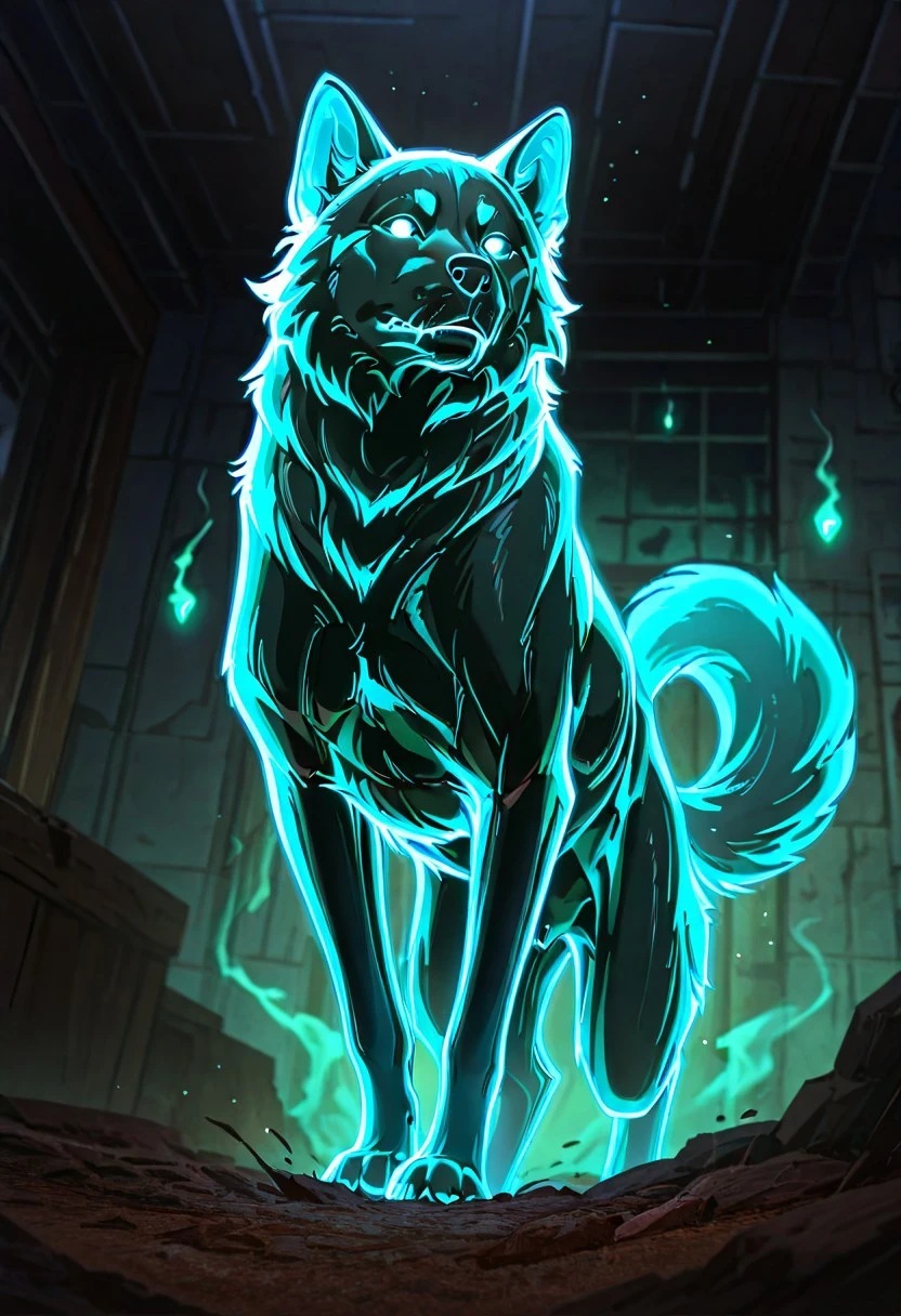 masterpiece, best quality, newest, absurdres, highres, anime, anime style, no humans, animal focus, dog, ghost, Ghost-SFW/NSFW-IL.V1.0