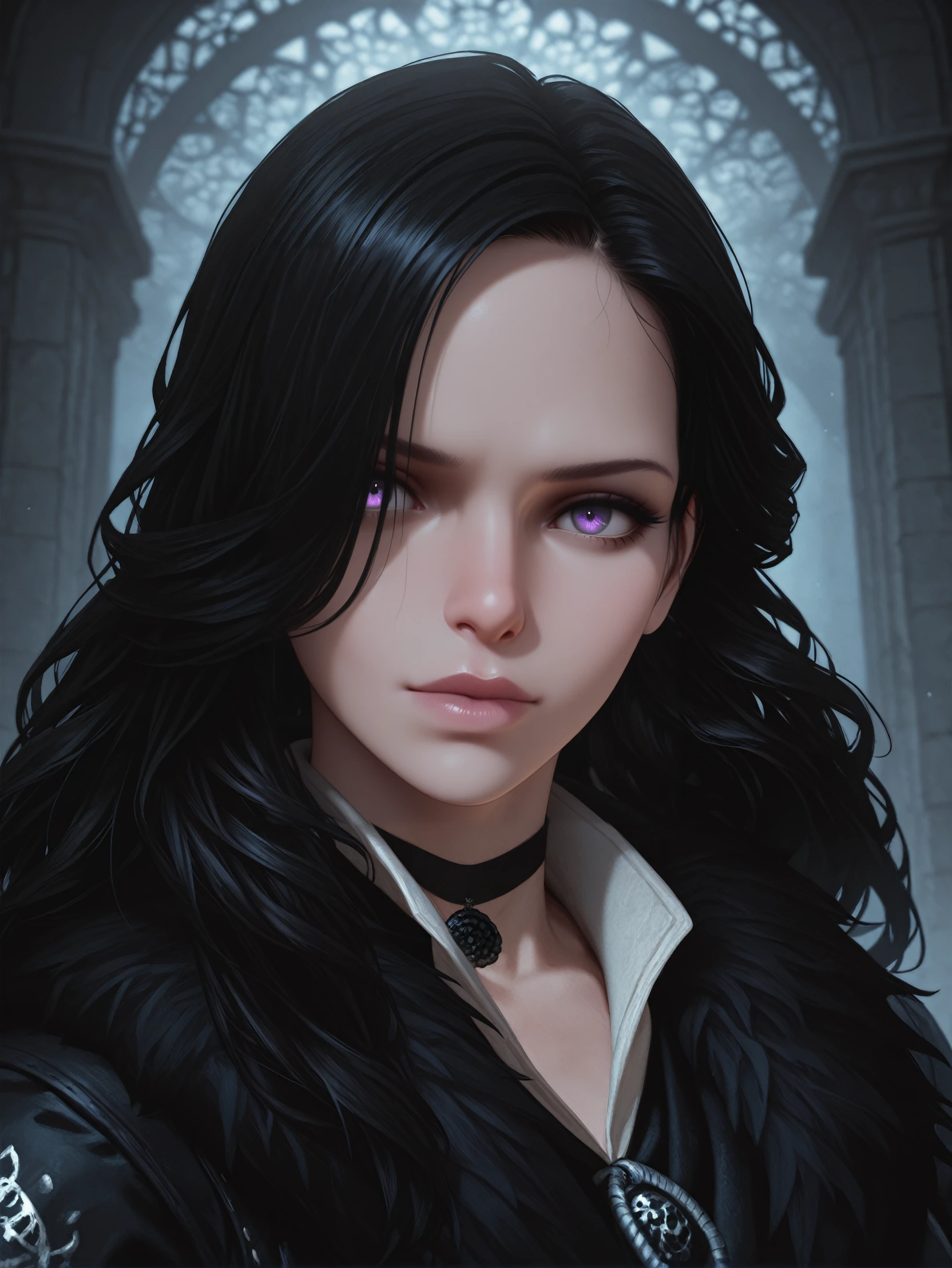 masterpiece, best quality, amazing quality, very aesthetic, absurdres, newest,
<lora:ILTW3Yennefer:1.0>
TW3Yennefer, 1girl, black hair, purple eyes, long hair, looking at viewer, portrait