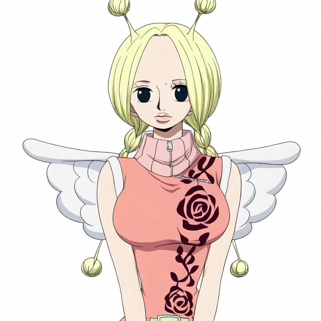 (masterpiece), Best Quality_one piece, 1 girl, Alone, smile portrait, old, Alas, sleeveless high neck, short white bodysuit, white one piece swimsuit, Short black hair, black eyes, standing thighs, hands on the hips, outdoor, nature, on the cloud, blue sky