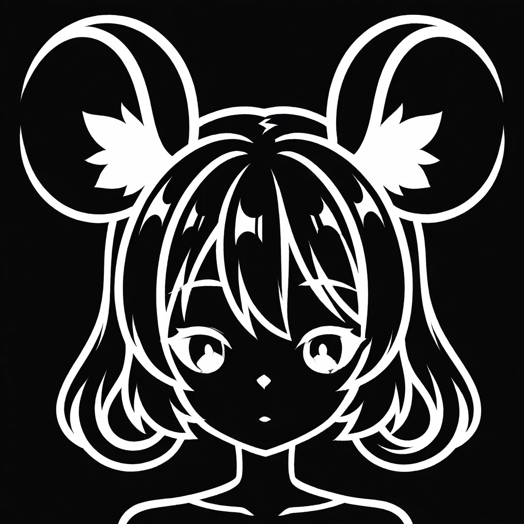 <lora:Icon Illustrious:1>, icon \(computing\), <lora:Dormouse Illustrious:0.8>, dormouse, 1girl, portrait, monochrome