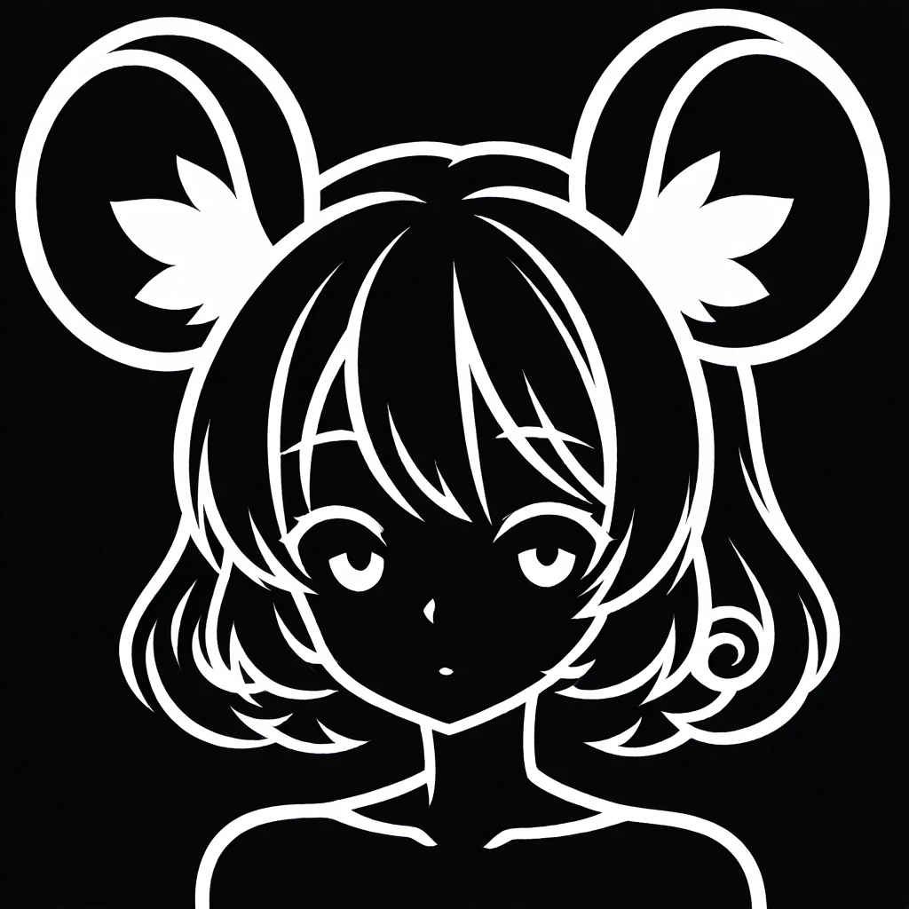 <lora:Icon Illustrious:1>, icon \(computing\),  <lora:Dormouse Illustrious:0.8>, dormouse, 1girl, portrait, monochrome