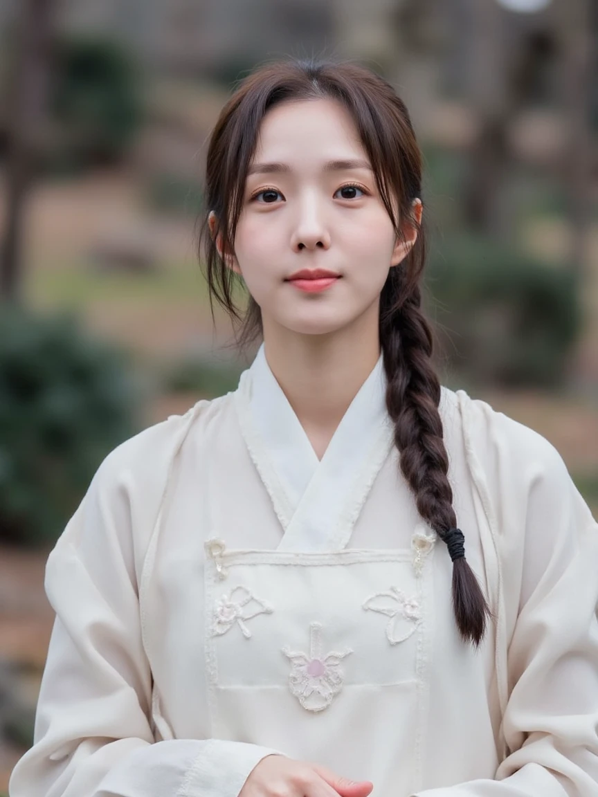 a portrait of a woman wearing hanbok