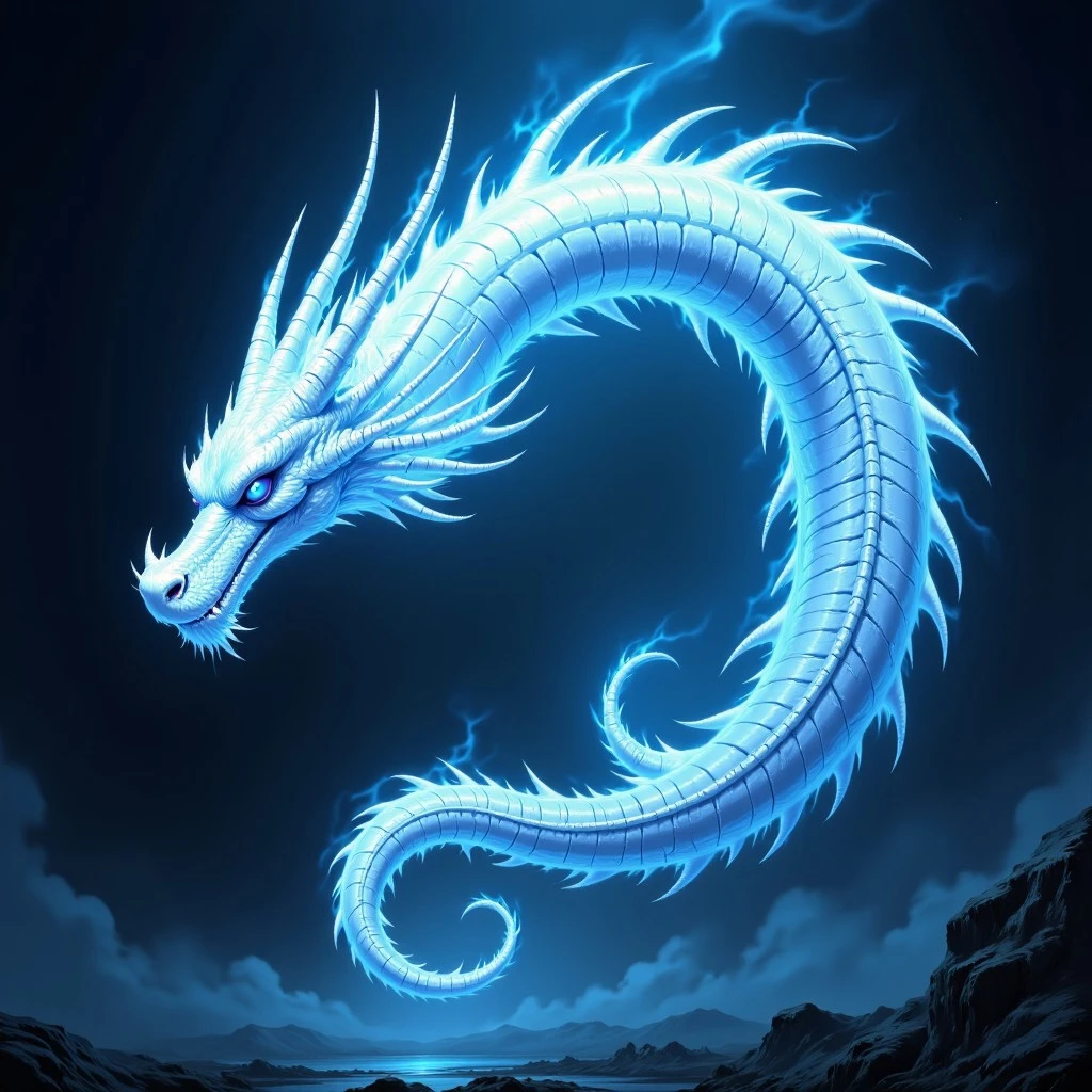 Dark-Fantasy-Cardd-V.2.0 style illustration that features High fantasy digital painting, wisps of smoke coleace to form a magnificent eastern dragon made of smoke, translucent, ethereal, ghostly