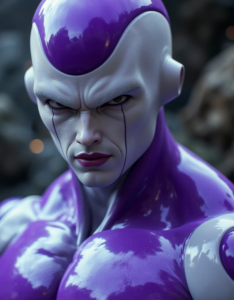 <lora:Freeza:0.9> freeza, a photo of a muscular man with purple and white  futuristicsuit and helmet. Closeup face portrait