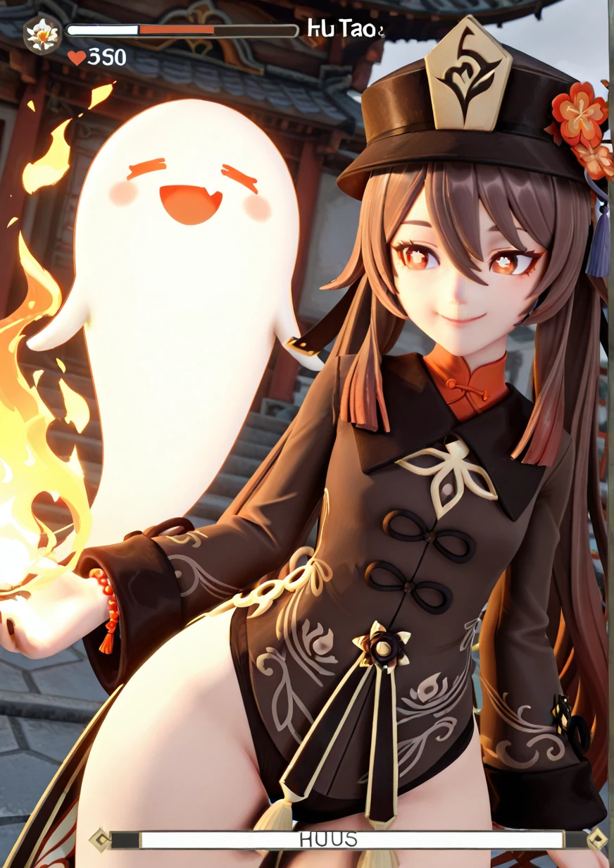 <lora:tera_elinBLENDER:1>,1girl, boo tao \(genshin impact\), hu tao \(genshin impact\), wide hips, flat chest, animal ears, , genshin impact, black headwear, brown hair, fire, flower-shaped pupils, gameplay mechanics, gradient hair, health bar, multicolored hair, red eyes, smile, solo, symbol-shaped pupils, twintails,
animated, dynamic angle,very awa, masterpiece, best quality, highres, absurdes,amazing quality,very aesthetic,intricate details, <lora:hand 5.5:1> ,