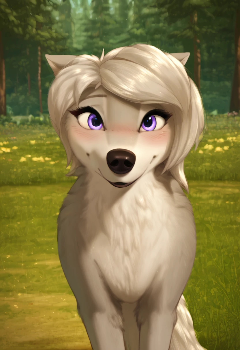 zPDXL, score_9_up, score_8_up,_7_up, score_6_up, score_5_up, score_4_up ,source_furry, best quality, amazing quality, masterpiece, 1girl, looking at viewer, solo, fullbody, cute, blush, cute smile, cute pose, out doors, forest, trees, field, flowers, lilly, wolf girl, silver-gray fur, purple eyes, wolf tail, wolf ears, <lora:Lilly:0.8>, vksuika, <lora:Vksuika:1>, Expressiveh, good_hands, <lora:Expressive_H:0.8>, <lora:Detail_Slider_v1.4_iteration_3:4>, <lora:pony_good_hands:0.8>