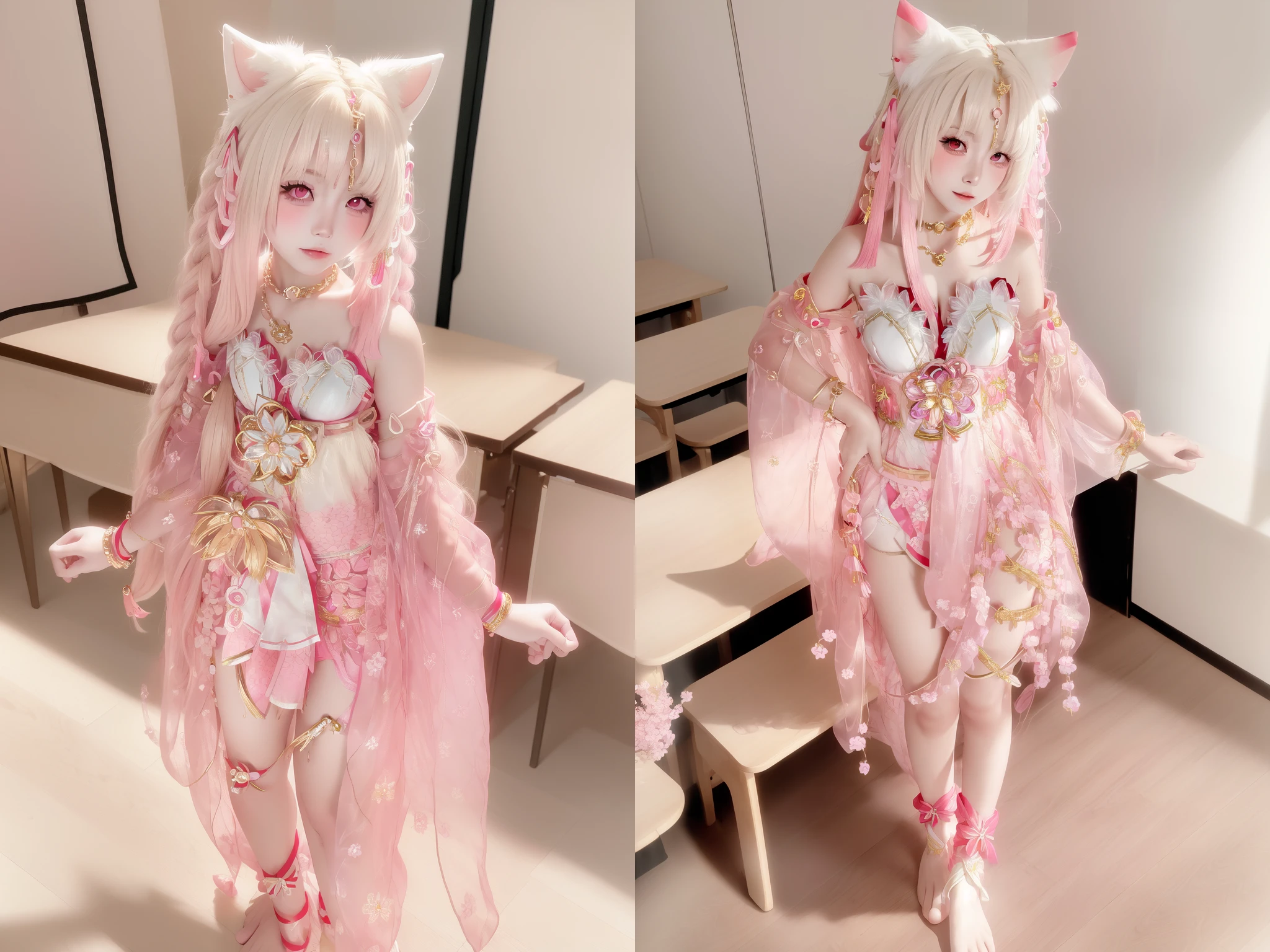 Circular image, (Masterpiece: 1.3), (Best Quality: 1.2), (Masterpiece), High Quality, High Definition, (SOLO: 1.4), (Round image)), (Fisheye)), [(White background: 1.1): 5], [(Colorful Toy Store: 1): 5], 6-year-old girl, floating, [(Magical Girl Cosplay: 1.2): 5] {1 Girl}, {solo}, (Full body)), {{{5 fingers}, ((Good anatomy :1.2)), ((pink)) twin-tailed hair (pink and (white)), pantyhose, viewer watch, from above, fairytale, ((hugging a stuffed fat white cat: 1.2)), ((round window))