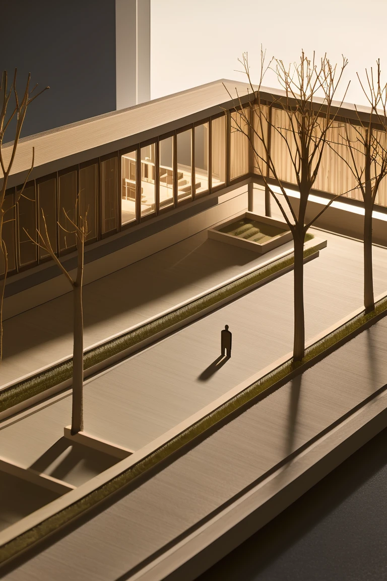 <lora:JJsArchiModel:1> ,((archi model)), ((building)), ((masterpiece)), ((best quality)),realistic, high detailed, no human, road, sidewalk, wood, miniature,shadow, fence, bare tree, still life,, photography, capturing moments, storytelling, creative composition
