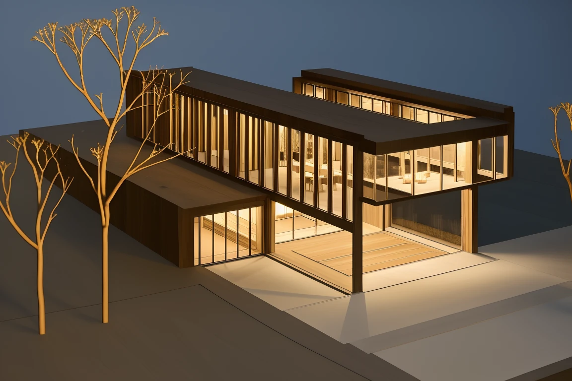 <lora:JJsArchiModel:1> ,((archi model)), ((building)), ((masterpiece)), ((best quality)),realistic, high detailed, no human, road, sidewalk, wood, miniature,shadow, fence, bare tree, still life,, photography, capturing moments, storytelling, creative composition
