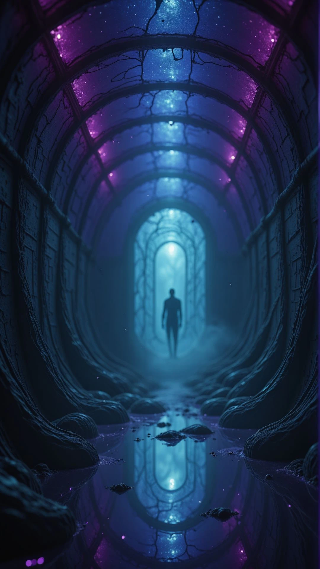 A labyrinthine tunnel of mirrors spirals into infinity, each reflection showing a slightly altered reality. At the end of the passage, a single glowing window reveals a foreign landscape of violet mountains and floating rivers. The reflections flicker, as if they are moments away from shattering.
, aidmaimageupgrader <lora:aidmaImageUpgrader-v0.3-IL:0.75>