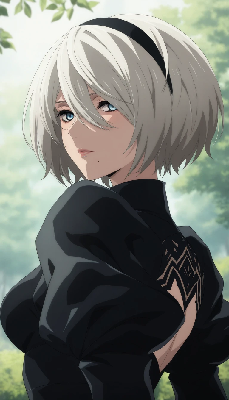 nier2b,blue eyes,upper_body, masterpiece,best quality,newest,absurdres,highres