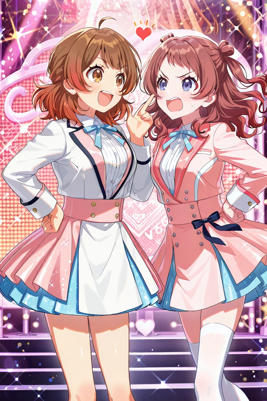 detailed background, shiny skin, posing,
heart, bloom, glitter, sparkle,
<lora:gakumas.il:1>,
gakumas,
2girls,
saki, ume,
looking each other, angry,