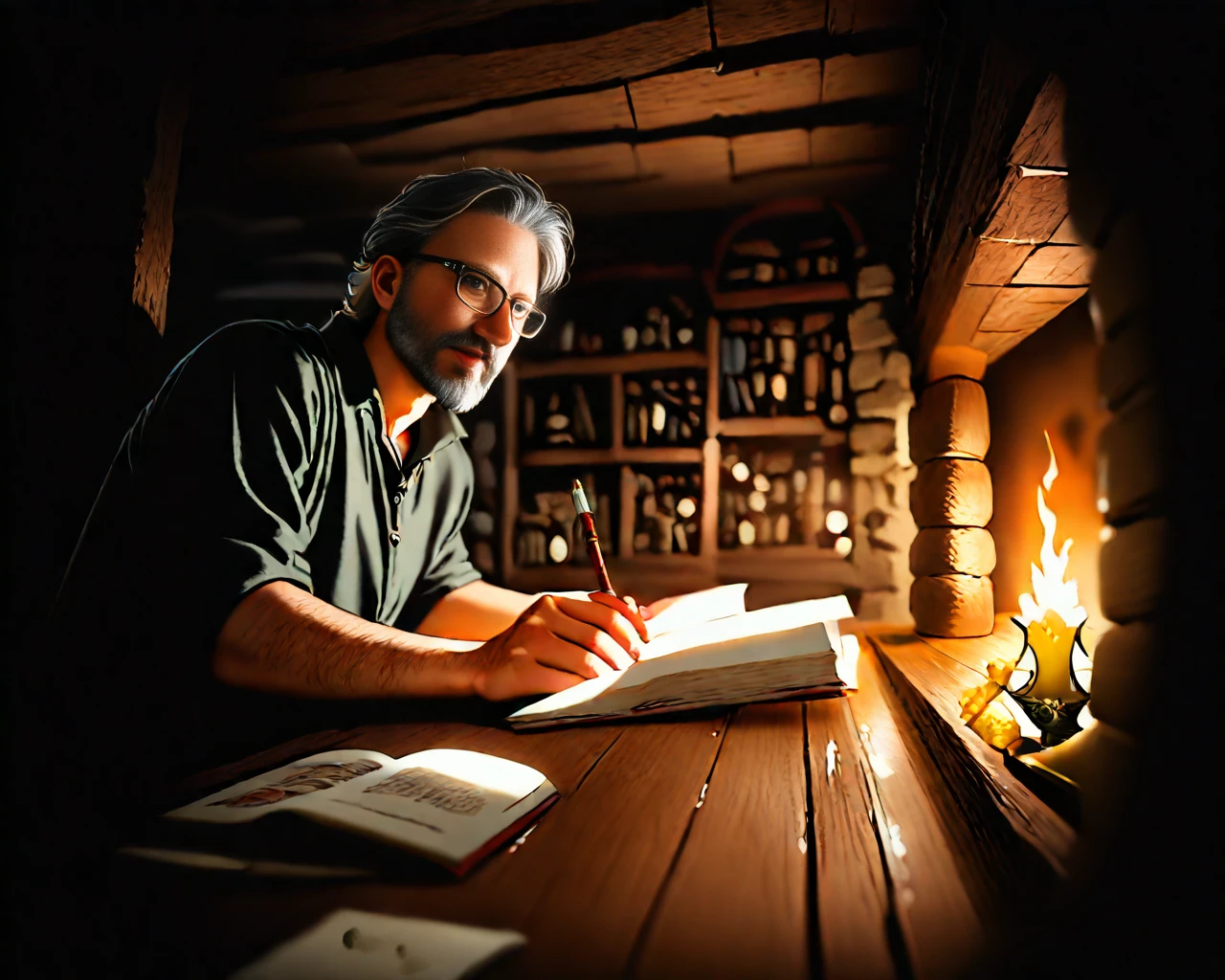 Realistic Storybook illustration art style, couple photo, 2subjects, (nsfw:1.2), fictional world style, fantasy erotic  role playing genre, chaotic perspeccive, close-up, action oriented scene, extreme angle perspective, Dutch angle, view askew, epic scale, wide angle lens, depth of field, realistic textures, high resolution, high contrast, highly detailed, 3rd party side perspective, couple photo, duo focus, 2 individual characters, dark, ambiguous black on black color theme, in the style of the Descent, in the style of Image comics Spawn, Action Horror genre movie poster art,  A cozy log cabin with a crackling fire in the stone fireplace and plush rugs on the wooden floor Large windows look out onto a snowy winter wonderland, while an earthy scent of pine fills the air Comfortable chairs and a well-stocked bookshelves are arranged thoughtfully around the space, indirect lighting, shadows, 2people, 1boy(Prog420ress), 1girl(Arbiter),  , BREAK,
2people, 1girl(Arbiter), a beautiful half-elf woman embracing a human male, paladin, white leather bikini armor with gold plate edges, gold Valkyrie winged diadem warrior's helmet, pretty face blue eyes long dark red wavy hair, loose hairstyle, bare stomach, navel, sheer white dress cape, gold vambrace and gauntlet, embracing her boyfriend Prog420ress, sexy, couple portrait, nsfw, blushing, expressing enthusiasm,blue eyes, moist vagina, having vigorous sex with a man,   1girl, from side, shibari, bondage, rope, hands tied, chained, large teardrop breasts, nipples, wet pussy, small pubes, (anal sex with man), 1male out of frame, penis, solo focus, pov, rough sex,  Arbiter, 1girl(Arbiter) <lora:Rough_Sex_Any_position:1> <lora:Arbiter_XL_v2:0.8>, BREAK
2people, 1boy(Prog420ress), a digital painting of Prog420ress & Arbiter, a handsome middle aged man wearing thin framed rectangular lens reading glasses holding a cigarette, a 45 year old human man, average build, a little chubby, brown and gray disheveled hair, thin framed reading glasses, gray moustache and full beard, broad shoulders, hairy chest and forearms, nomadic, wanderer, casual clothing, single, solo focus, masculine, brown eyes, wide nose, big head, big feet, intelligent, witty, fucking the Arbiter silly, Prog420ress penis inserted into Arbiter vagina, charismatic, a witch doctor standing amidst a circle of candles and sigils, the flickering light casting dancing shadows across her face, Wearing a strange combination of animal skins and bones, she holds a staff topped with a skull in one hand, and a bundle of herbs in the other, Her eyes gleam from the shadows, a knowing and sinister look that hint at ancient and forgotten magics, expressing Anger, Excited, Prog420ress embracing his girlfriend Arbiter, Prog420ress, 1boy(Prog420ress), 2people <lora:Prog420_Avatar_Illustrious:0.8>, RAW candid cinema, 16mm, color graded portra 400 film, remarkable color, ultra realistic, textured skin, remarkable detailed pupils, realistic dull skin noise, visible skin detail, skin fuzz, dry skin, shot with cinematic camera<lora:Castles-000001:1>